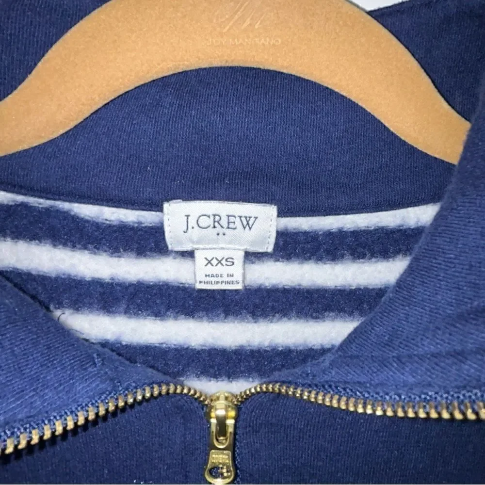 J.Crew Stripe Print 1/4 Zipper Down Pullover Knit Fleece Top